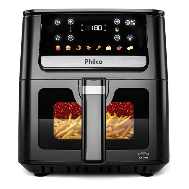 Air Fryer Philco 6,5l Visor Glass E Redstone 1700w Paf65a Preto 127v