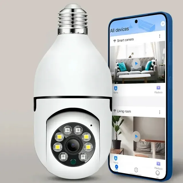 Câmera Lâmpada IP Wi-Fi Raytechno Full HD 1080p com Visão Noturna e Sensor de Movimento