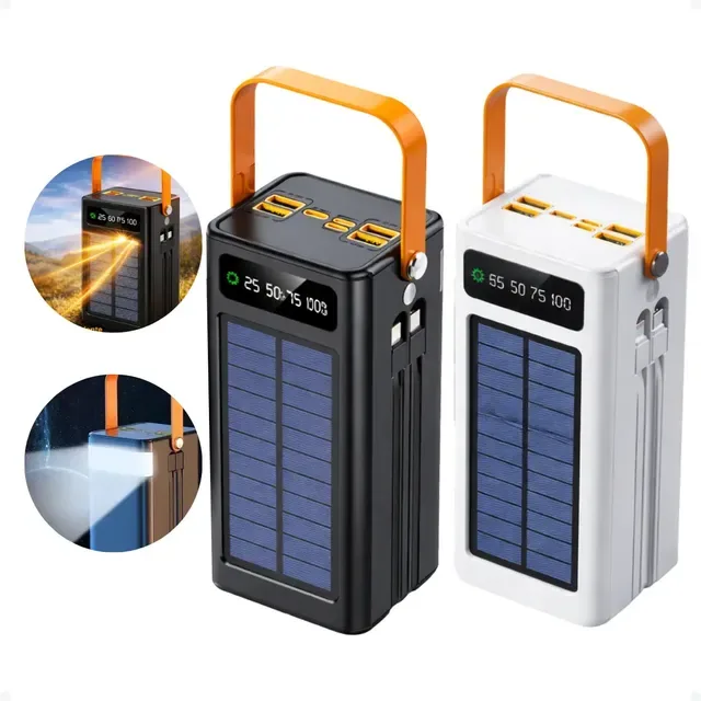 Carregador Portátil Power Bank Solar Turbo 50.000mah Rápido Branco