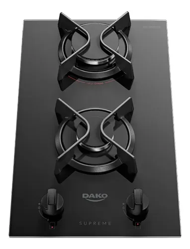 Cooktop A Gás Dako Supreme 2 Bocas Mesa Vidro Temperado Preto