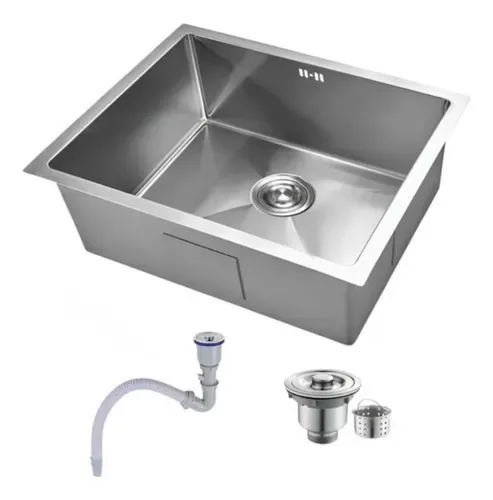 Cuba Inox Escovado Quadrada 50x40 Gourmet Com Acessórios Inox Escovado
