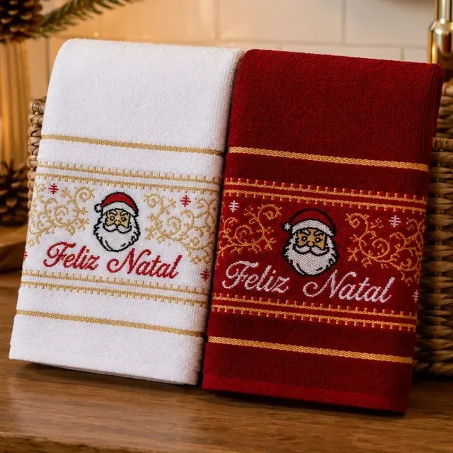 Kit 2 Toalha Natalina Para Lavabo Appel Natal Papai Noel
