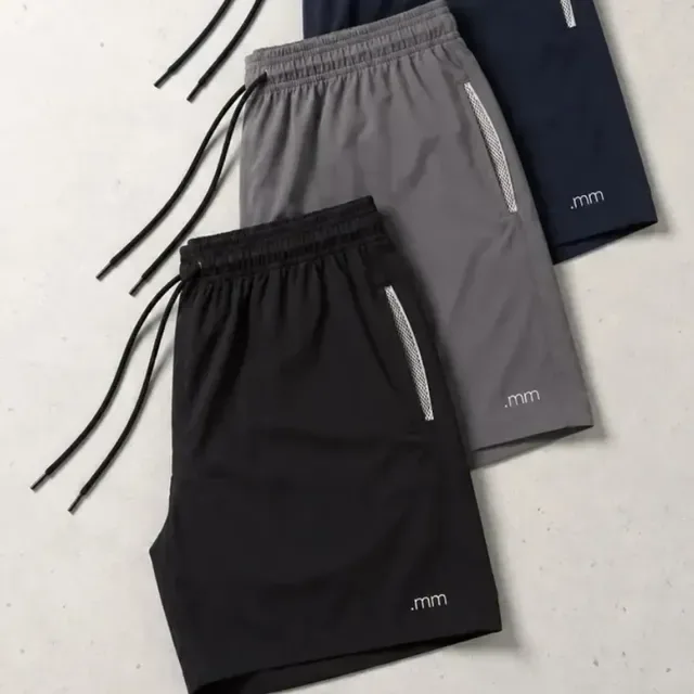 Kit 3 Bermuda Masculina Tactel Com Elastano Academia Treino Preto-marinho-cinza M