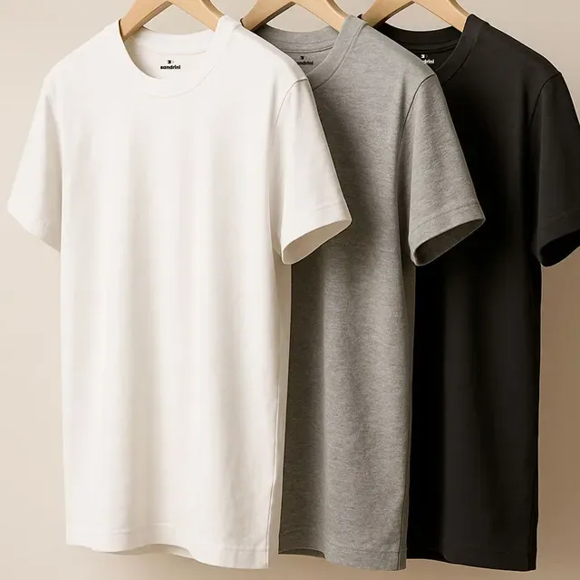 Kit 3 Camisetas Algodão Dia Dia Sandrini Básica Conforto