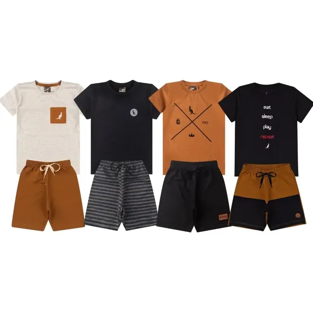 Kit 4 Peças 2 Conjuntos Roupa Infantil Menino Verão Sortido Multicolorido 6