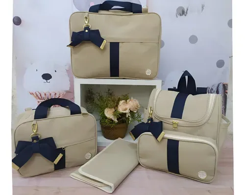 Kit Bolsa Mala De Bebe Maternidade Azul 4pçs