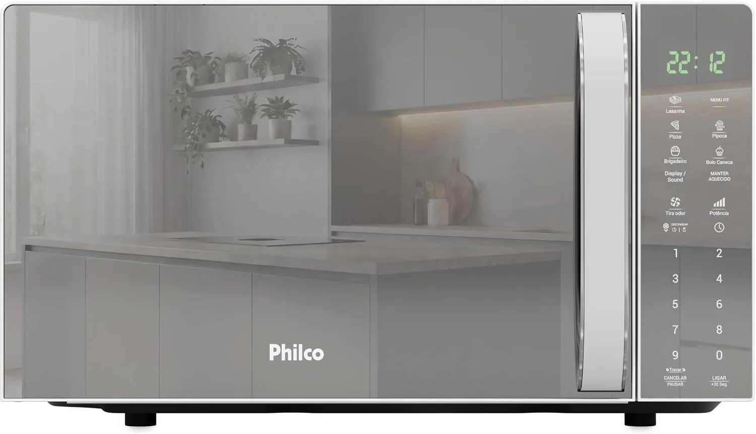 Micro-ondas Philco 20L Espelhado Pintura Limpa Fácil PMO24E 127v