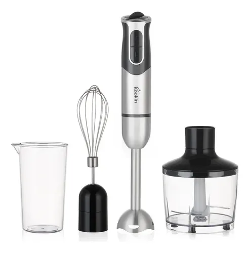 Mixer De Mão Portátil 8 Velocidades 3 Em 1 Inox 800w Kookin Knhb1008 Multifuncional Com Função Turbo E Lâminas Aprimoradas 2 Afiadas + 2 Reforçadas Em Aço Inox 304