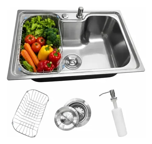 Pia Cuba Cozinha Gourmet Aço Inox 60x42 Com Acessórios Prateado