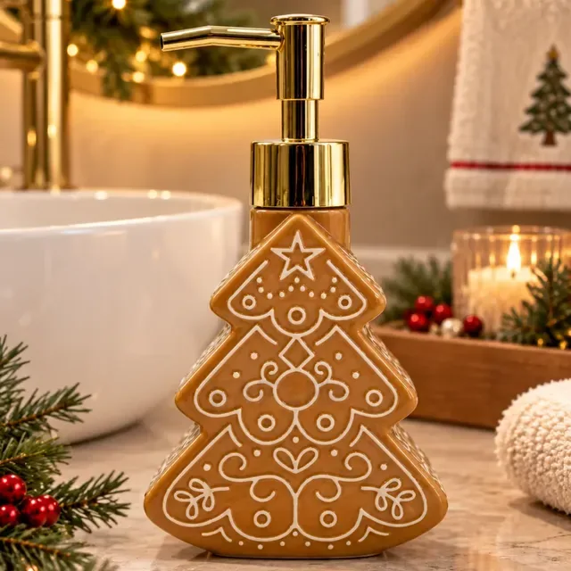 Porta Sabonete Liquido Natal Banheiro Decoração Porcelana Árvore Natal