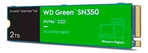 Ssd 2tb M.2 2280 Nvme Pcie Gen3 Western Digital WD Green SN350 Wds200t3g0c Velocidade De Leitura Até 3200mb/s Cor Verde Disco Sólido Interno
