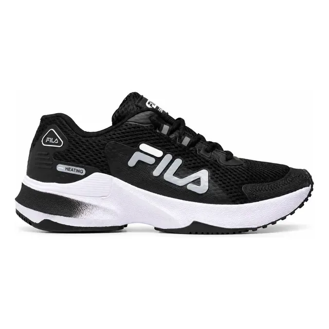 Tênis Fila Academia Corrida Caminhada Heating Leve Macio F Preto Branco 41 Br