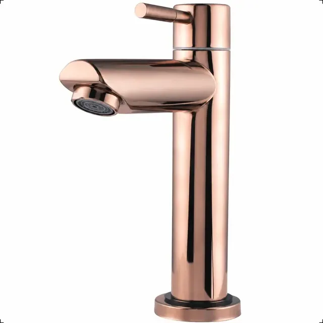 Torneira Para Pia Cuba Banheiro Lavabo Lavatório Metal Rose Gold Brilhante Bancada 1/4 de Volta