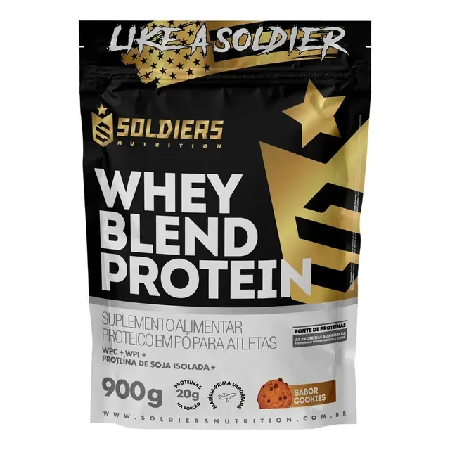 Whey Blend Protein Concentrado e Isolado 900g Sabor Cookies Soldiers Nutrition