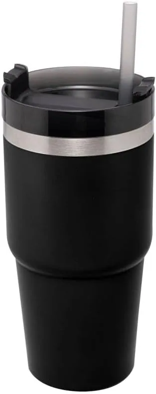 WOLFF - Copo Térmico Parede Dupla SlimTerm com Base Ergonômica e Canudo Preto 590ml